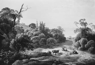 Landschaft mit Vieh und Hirtenpaar von Johann Christian Klengel