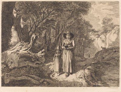 Frau und Kind auf dem Weg zur Kirche von Johann Christoph Erhard