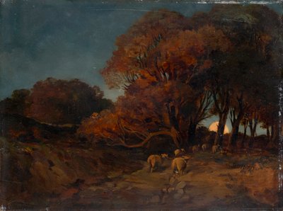 Herbstlicher Wald bei Mondschein von Johann Wilhelm Schirmer