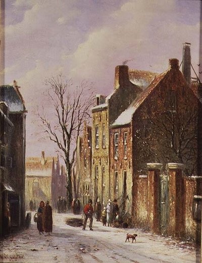 Winterstraßenszene von Johannes Franciscus Spohler