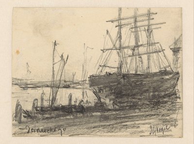 Schiffe vor Dordrecht von Johannes Gijsbert Vogel