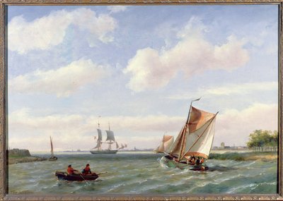 Fischerboot in einem Mündung von Johannes Hermann Barend Koekkoek
