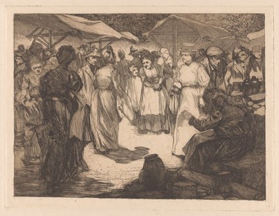 Marktszene mit Männern und Frauen von Johannes Josephus Aarts
