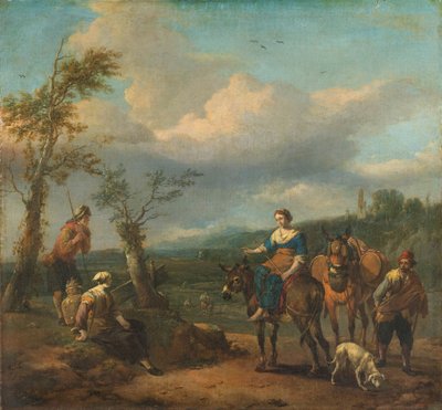Italienische Landschaft mit Figuren von Johannes Lingelbach