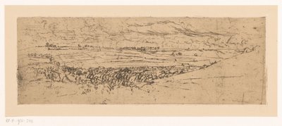 Hügelige Landschaft mit Dorf von Johannes Löhr