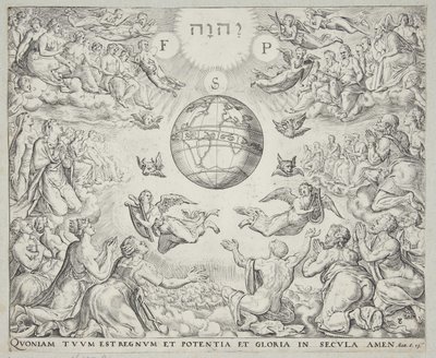 Anbetung der Dreifaltigkeit im Himmel von Johannes Wierix
