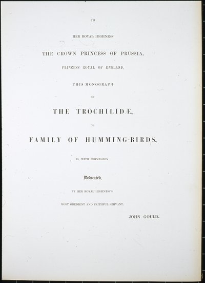 Frontispiz von John (after) Gould