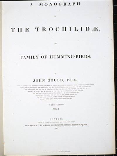 Frontispiz von John (after) Gould
