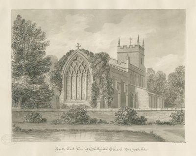 Blithfield Kirche (Sepia-Zeichnung) von John Buckler