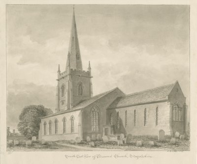 Brewood Kirche: Sepia-Zeichnung von John Buckler
