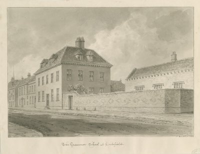 Lichfield - Grammar School (Sepia-Zeichnung) von John Buckler