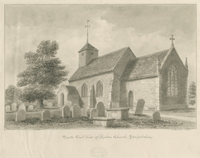 Ranton Kirche: Sepiazeichnung, 1842 von John Buckler