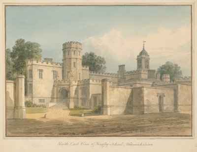 Warwickshire - Rugby Schule, 1815 von John Buckler