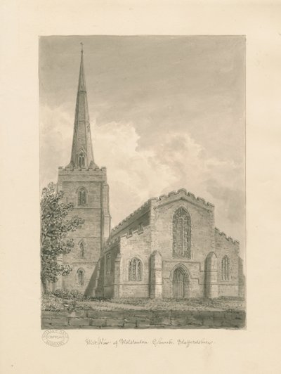 Wolstanton-Kirche: Sepia-Zeichnung von John Buckler