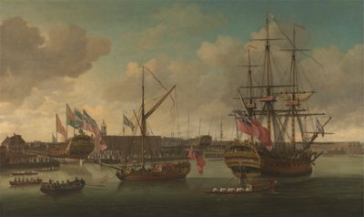 Stapellauf in Deptford von John Cleveley the elder