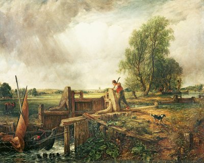 Ein Boot passiert eine Schleuse von John Constable