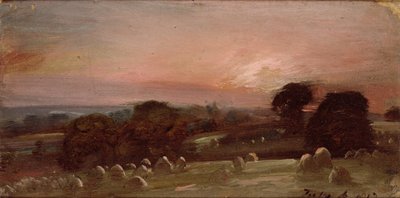 Ein Heufeld bei East Bergholt bei Sonnenuntergang von John Constable