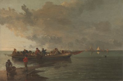 Ein Lastkahn mit einem verwundeten Soldaten von John Crome