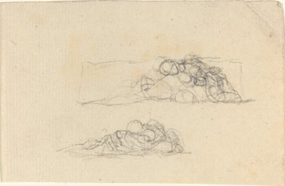 Zwei Gruppen von zusammengedrängten Figuren von John Flaxman