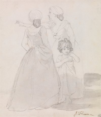 Zwei Frauen und ein Kind von John Flaxman