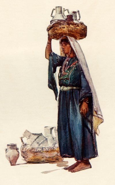 Syrischer Bauer mit Milchgefäßen von John Fulleylove
