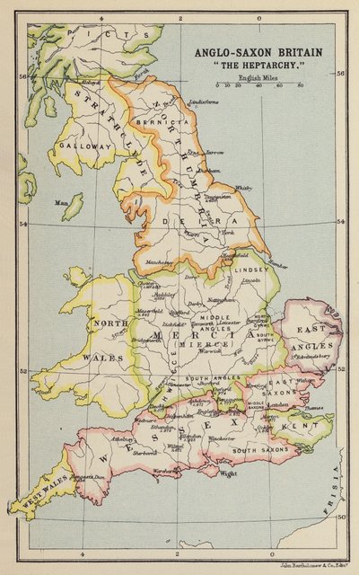 Angelsächsisches Britannien, "Die Heptarchie" von John George Bartholomew