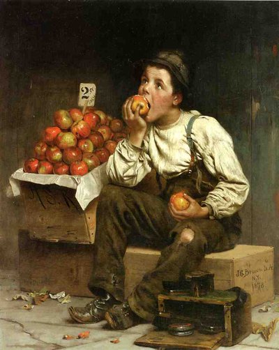 Ein Junge isst Äpfel, 1878 von John George Brown