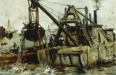 Baggerarbeiten im East River von John Henry Twachtman