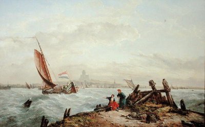 Vor einem niederländischen Hafen von John James Wilson