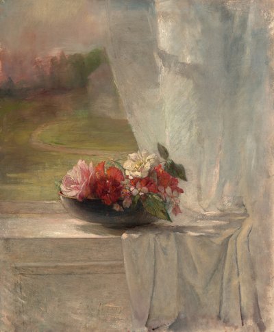 Blumen auf einer Fensterbank von John La Farge