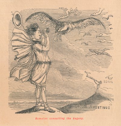 Romulus konsultiert das Augurium, 1852 von John Leech