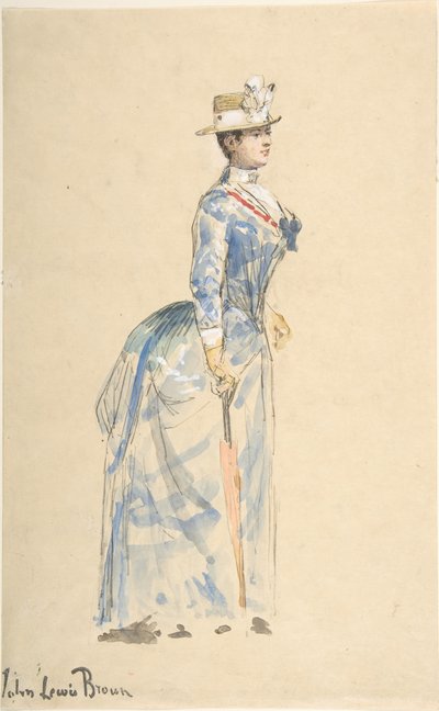 Frau in Blau gekleidet, 19. Jahrhundert von John Lewis Brown