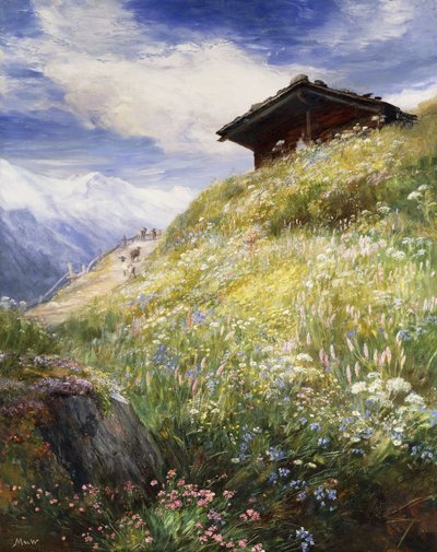 Eine Alpenwiese, Schweiz von John MacWhirter