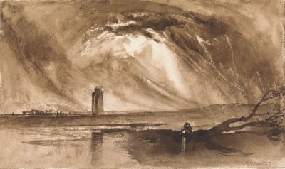 Landschaft mit Turm und herannahendem Sturm von John Martin