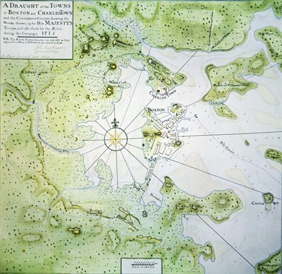 Karte von Boston und Charlestown von John Montresor