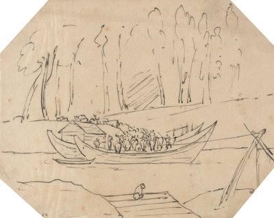 Rinder auf einem Boot von John Robert Cozens