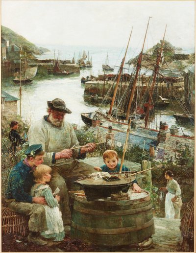 Schiffsmodellbauer mit Hafen, 1908 von John Robertson Reid