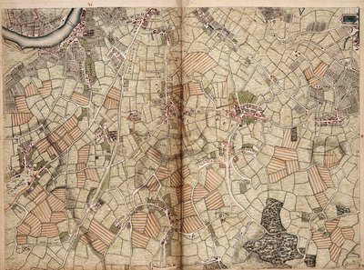 Karte von Vauxhall, Clapham, Peckham und Dulwich von John Rocque