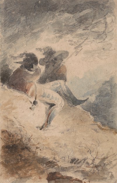 Fantastische Figuren auf einem Hügel sitzend von John Sell Cotman