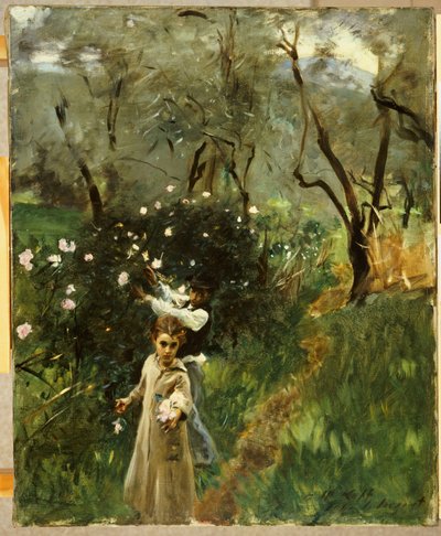 Blumenpflücken in der Dämmerung von John Singer Sargent