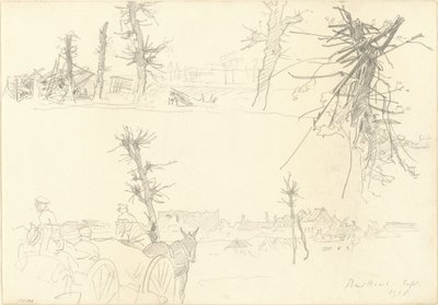 Soldaten in einer verwüsteten Landschaft (recto) von John Singer Sargent