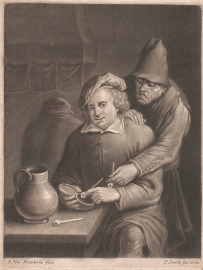Ein Raucher am Tisch sitzend von John Smith