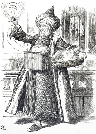 Karikatur, die William Ewart Gladstone als Aladdin darstellt von John Tenniel