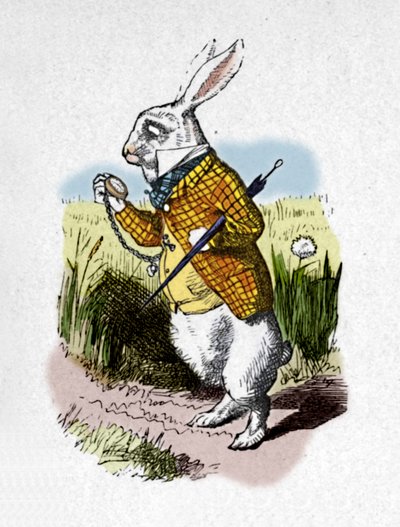 Das weiße Kaninchen mit einer Uhr, 1889 von John Tenniel