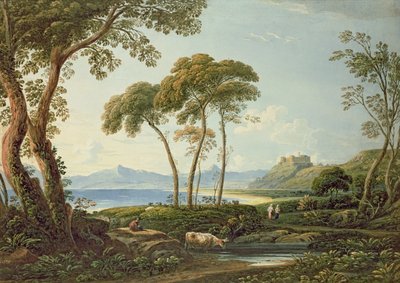 Landschaft mit Harlech Castle von John Varley