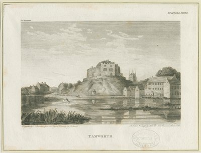 Tamworth Schloss: Gravur, undatiert [ca. 1798] von John Walker