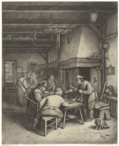 Bauerninterieur mit Triktrakspielern von Jonas Suyderhoef