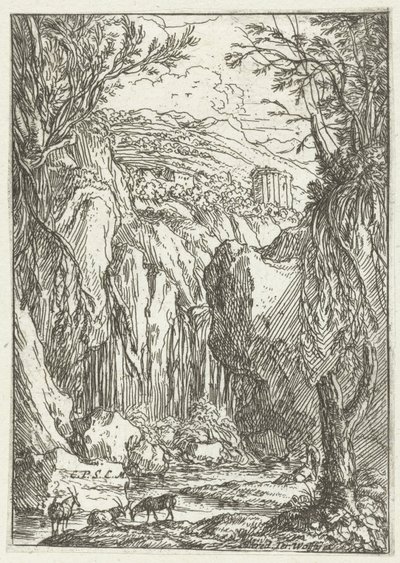 Felsenlandschaft mit antikem Tempel von Jonas Umbach