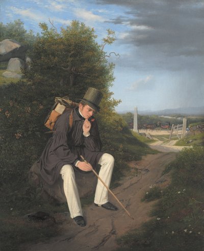 Ein Künstler ruht sich am Straßenrand aus von Jorgen Roed