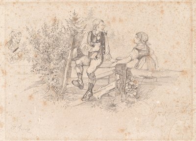 Belauschtes bäuerliches Liebespaar von Josef Gisela